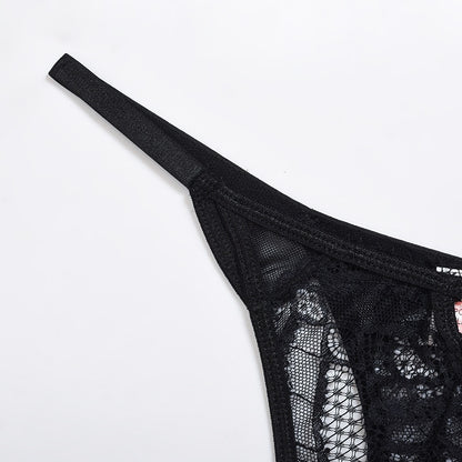 Ensemble 2 pièces soutien-gorge et culotte à armatures ajourées