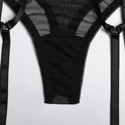 Ensemble de soutien-gorge en maille pour femmes, 4 pièces, 4 couleurs, culotte à bandes transparentes, sous-vêtements, ensemble de Lingerie Sexy pour femmes, 2022