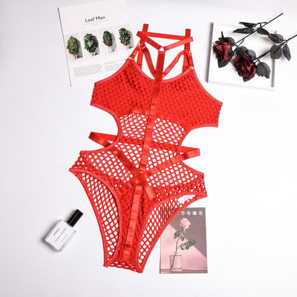 Mesh Bodysuit mit Cut-Outs und Halter-Bandage in 3 Farben Velure Intimates