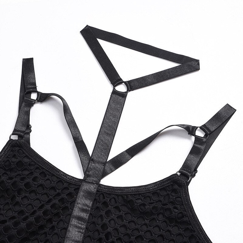 Mesh Bodysuit mit Cut-Outs und Halter-Bandage in 3 Farben Velure Intimates