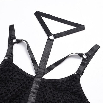 Mesh Bodysuit mit Cut-Outs und Halter-Bandage in 3 Farben Velure Intimates