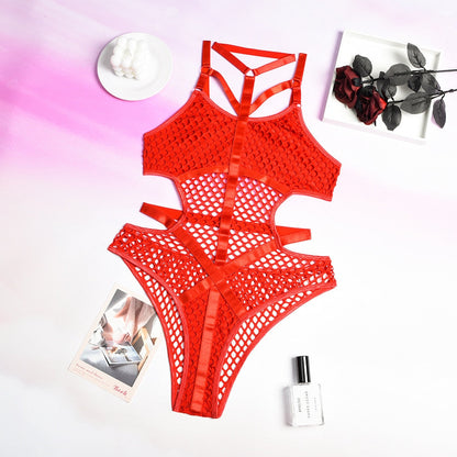 Mesh Bodysuit mit Cut-Outs und Halter-Bandage in 3 Farben Velure Intimates