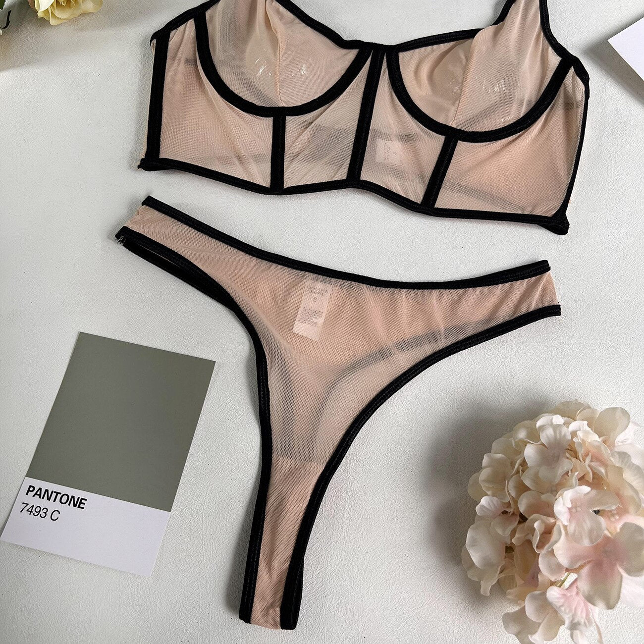 Mesh BH-Set für Damen in 6 Farben - Camisole + Höschen für den Alltag