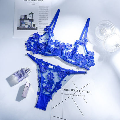 Ensemble soutien-gorge floral 2 pièces en 13 variations de couleurs avec maille et armatures