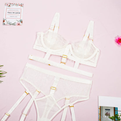 2-teiliges Spitzen-BH-Set für Damen, Ausgeschnitten Transparentes Sexy Lingerie-Höschen-Set, 2022 Neues Unterwäsche-Set