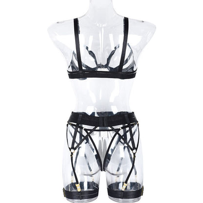 3-piece bandage exotic set in gothic style with backless design