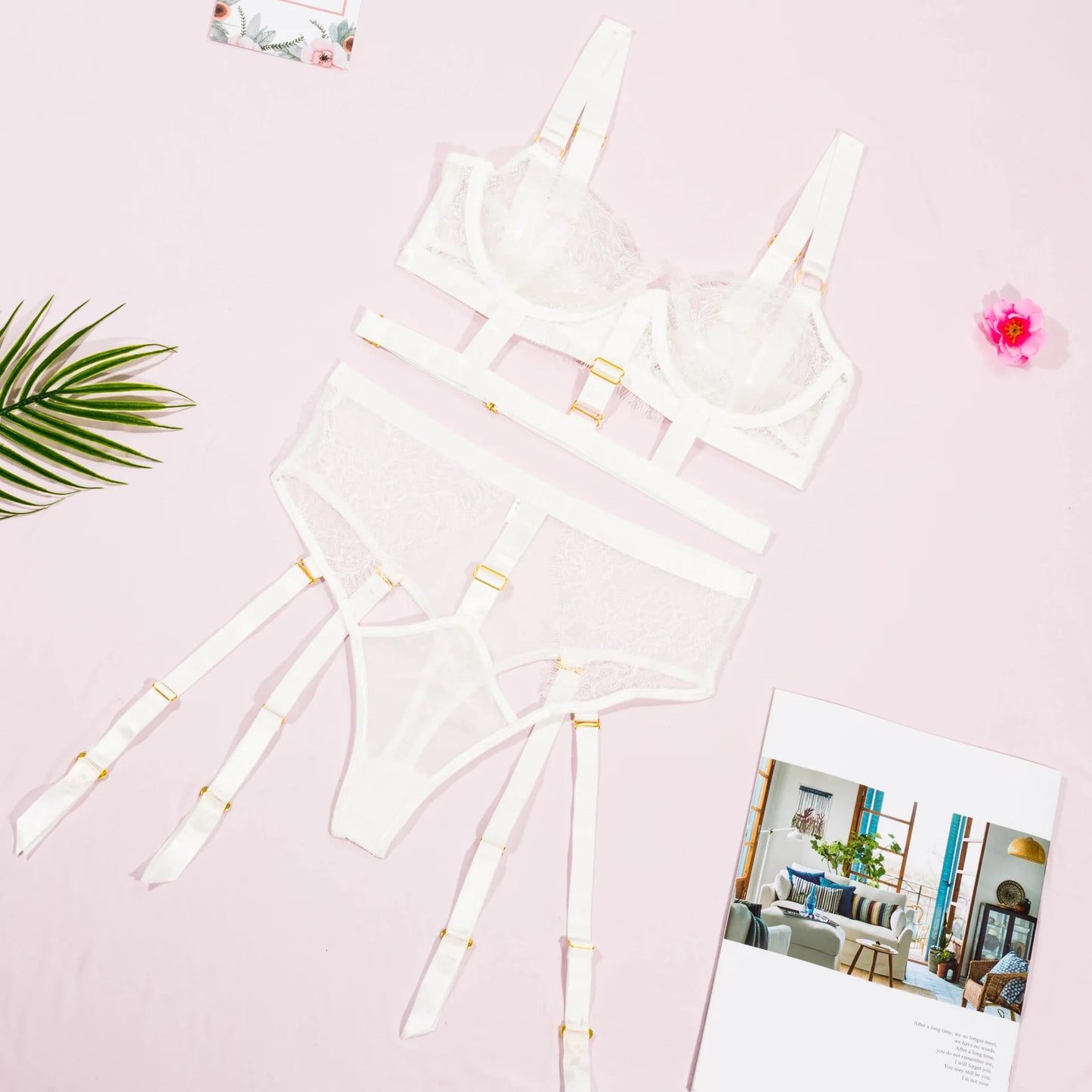 2-teiliges Spitzen-BH-Set für Damen, Ausgeschnitten Transparentes Sexy Lingerie-Höschen-Set, 2022 Neues Unterwäsche-Set