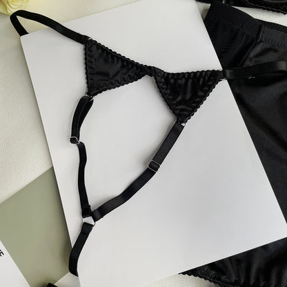 Choker Quaste Sexy Dessous-Set für Damen: 5-teiliges Club-Höschen-Unterwäsche-Set mit Strumpfband