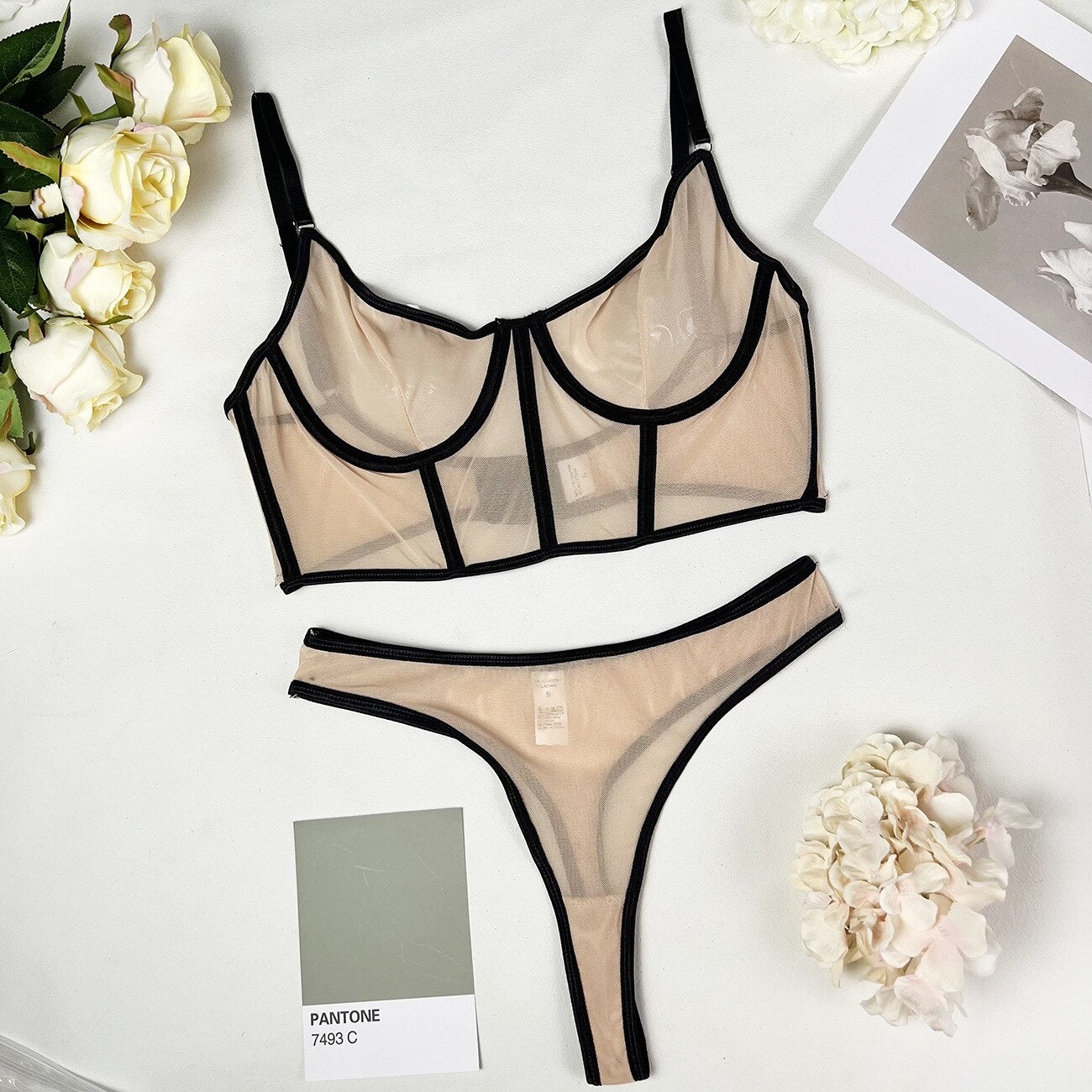 Mesh BH-Set für Damen in 6 Farben - Camisole + Höschen für den Alltag