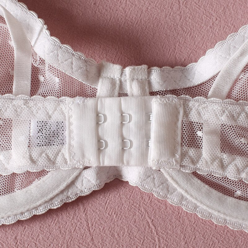 3-teiliges Braut-Transparent-Unterwäsche-Set für Damen, Schleifen-Detail, Feen-Netzstoff, Sexy Dessous-Set mit Slip