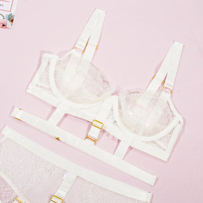 2-teiliges Spitzen-BH-Set für Damen, Ausgeschnitten Transparentes Sexy Lingerie-Höschen-Set, 2022 Neues Unterwäsche-Set