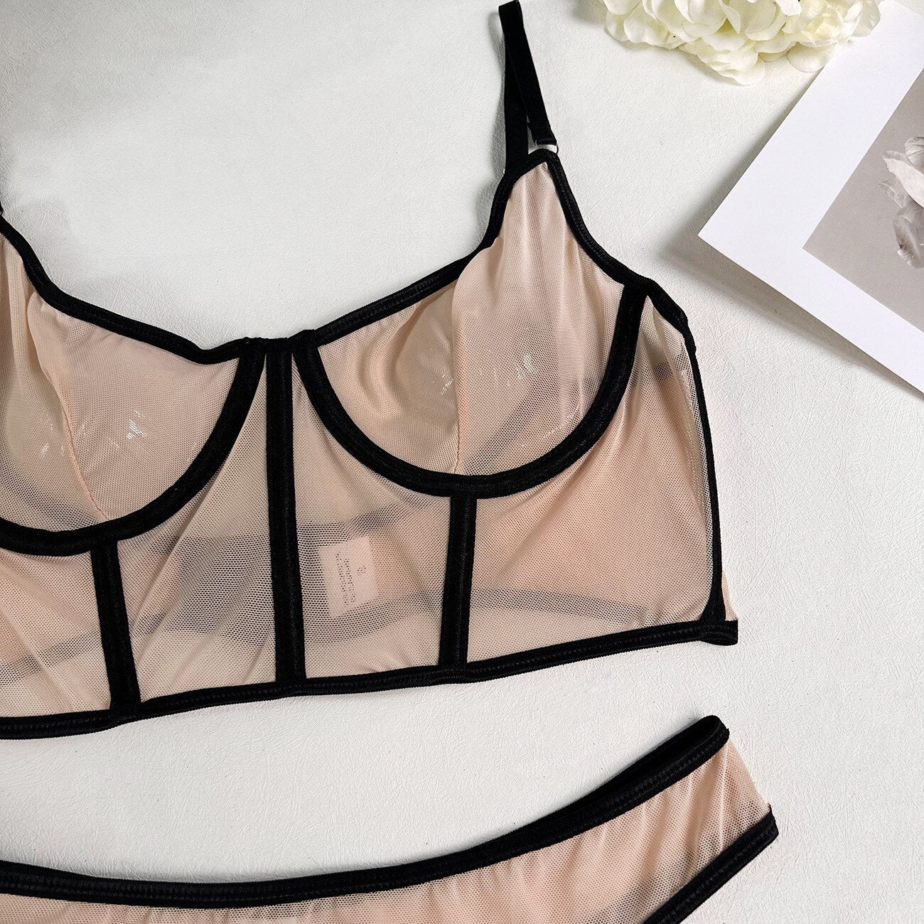 Mesh BH-Set für Damen in 6 Farben - Camisole + Höschen für den Alltag