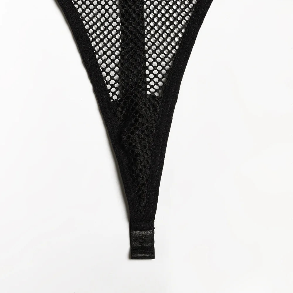 3-teiliges Mesh-BH-Set für Damen, Ausgeschnittene Halbschalen, Transparente Sexy Lingerie, Heißes Exotisches Strumpfband-Unterwäsche-Set