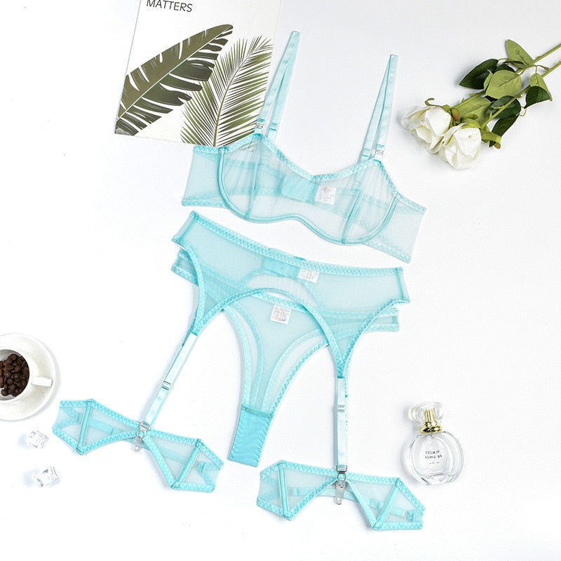 Transparentes Mesh-Dessous-Set mit BH und Höschen