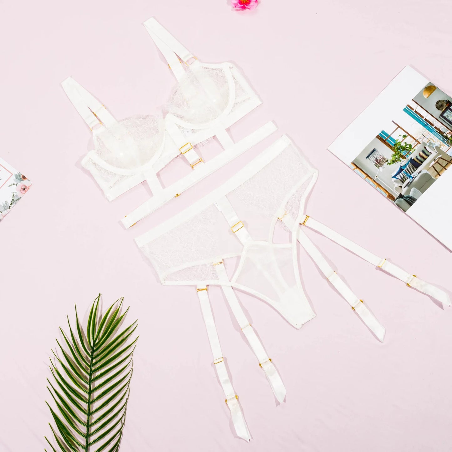 2-teiliges Spitzen-BH-Set für Damen, Ausgeschnitten Transparentes Sexy Lingerie-Höschen-Set, 2022 Neues Unterwäsche-Set